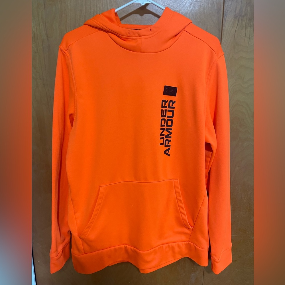 High Visibility Orange Under Armour Hoodie Lg